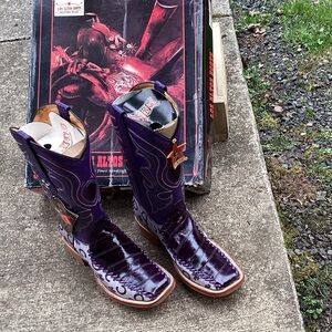 Los Altos Purple Exotic Leather Cowboy Boots